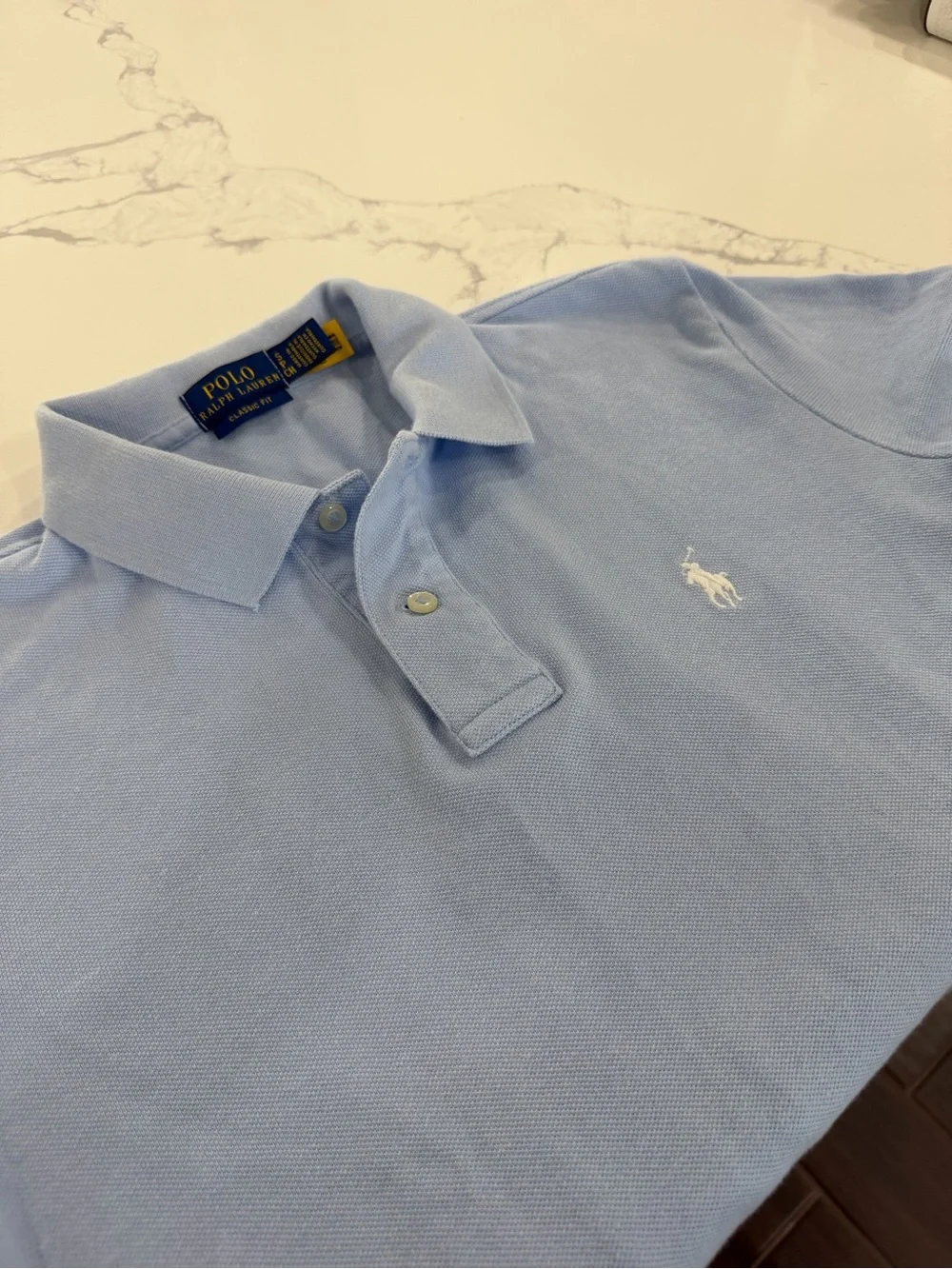 Ralph Lauren Polo Iconic Classic Fit Blue Polo Shirt with White Pony - Picture 3 of 4